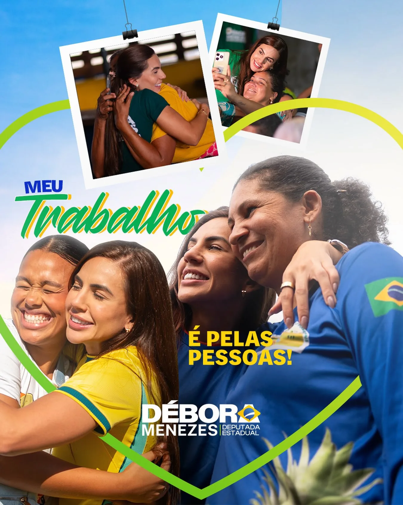 Débora Menezes abraçando apoiadoras — meu trabalho é pelas pessoas